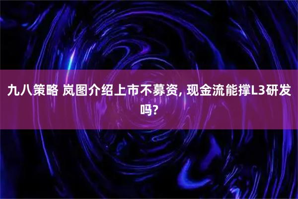 九八策略 岚图介绍上市不募资, 现金流能撑L3研发吗?